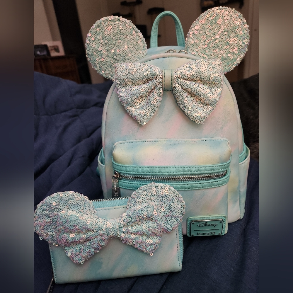 Loungefly Watercolor Backpack and Wallet Set